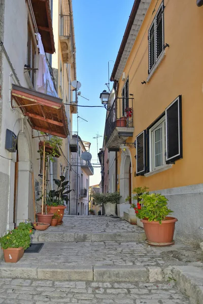 意大利莫利斯地区的一个村庄 在Sepino的一条街道上的一个垂直镜头 — 图库照片