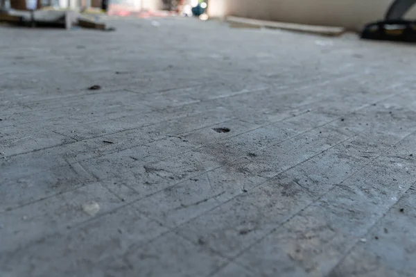 Nahaufnahme Eines Verwitterten Zementbodens Mit Schmutz — Stockfoto