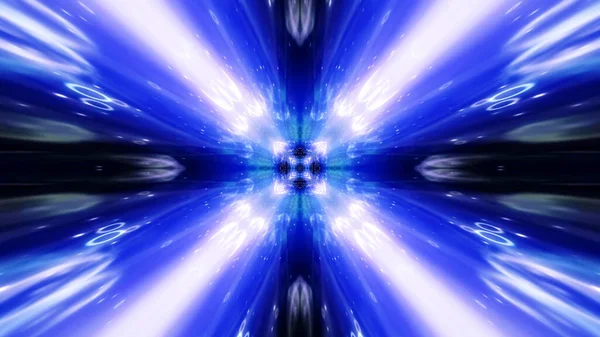 Uma Renderização Universo Abstrato Ciberespaço Azul Branco Néon — Fotografia de Stock