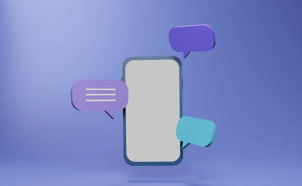 Una Representación Teléfono Con Burbujas Chat Alrededor Sobre Fondo Azul — Foto de Stock