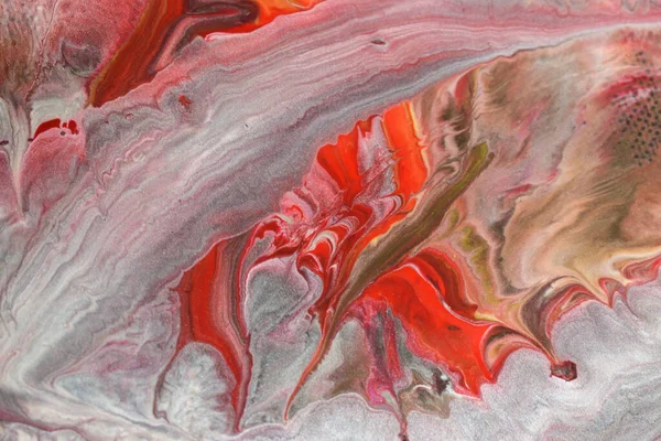 Close Arte Fluida Com Cores Brancas Vermelhas Marrons — Fotografia de Stock