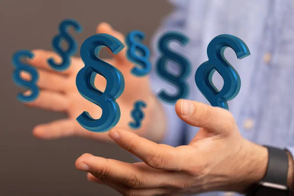 Una Representación Los Signos Sección Azul Flotando Entre Las Manos —  Fotos de Stock