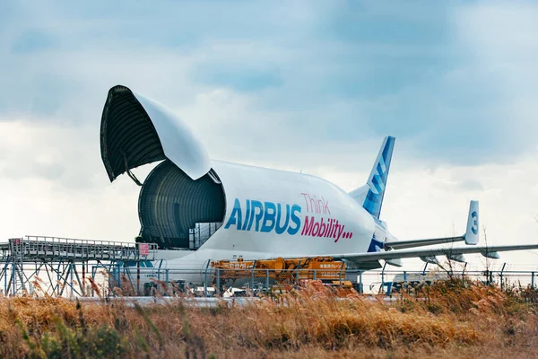 Uma Vista Avião Airbus Com Tronco Aberto — Fotografia de Stock