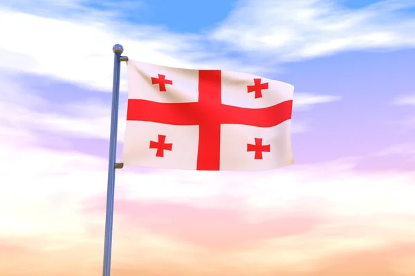 Uma Ilustração Uma Bandeira Ondulante Geórgia Com Pólo Bandeira Cromada — Fotografia de Stock