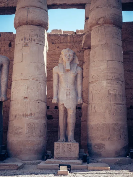 Lodret Skud Farao Statue Mellem Kolonnerne Lighuset Tempel Hatshepsut Egypten - Stock-foto