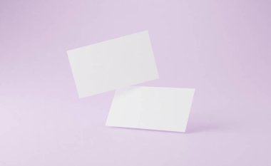 Mor arka planda beyaz kartvizitin 3D görüntüsü