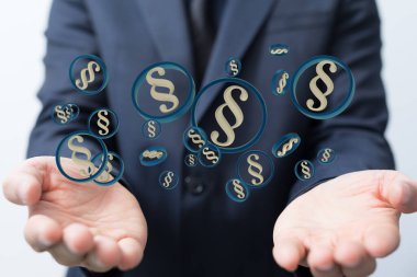 Ellerinde yüzen kanun işaretlerinin dijital bir çizimi