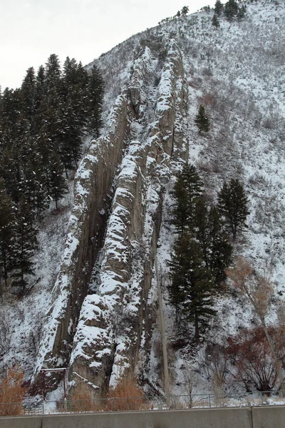 Vertical Shot Devil Slide Winter Coastal Promontory Utah California United — Stock Photo, Image