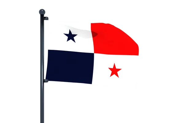 Eine Illustration Der Flagge Von Panama Mit Einem Verchromten Fahnenmast — Stockfoto