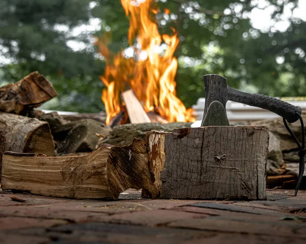 Closeup Shot Cut Wood Bonfire — Stock Photo, Image