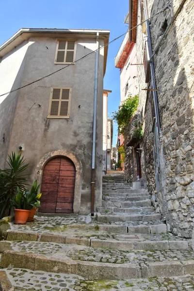 Escalier Médiéval Ensoleillé Une Rue Étroite Entre Les Maisons Village — Photo