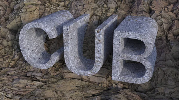 Una Resa Cub Lettere Concrete Sfondo Roccioso — Foto Stock