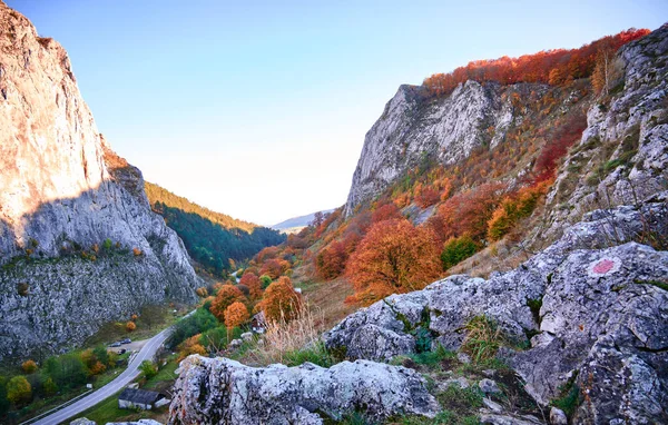 Primer Plano Las Montañas Cárpatos Contra Cielo Azul Rumania —  Fotos de Stock
