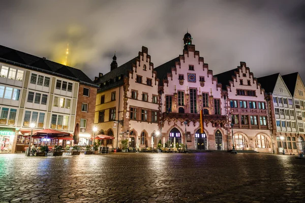 Histórica Cidade Velha Frankfurt Alemanha Com Estilo Arquitetônico Único Noite — Fotografia de Stock