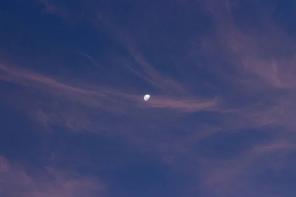 Een Betoverende Opname Van Een Halve Maan Een Paarse Lucht — Stockfoto