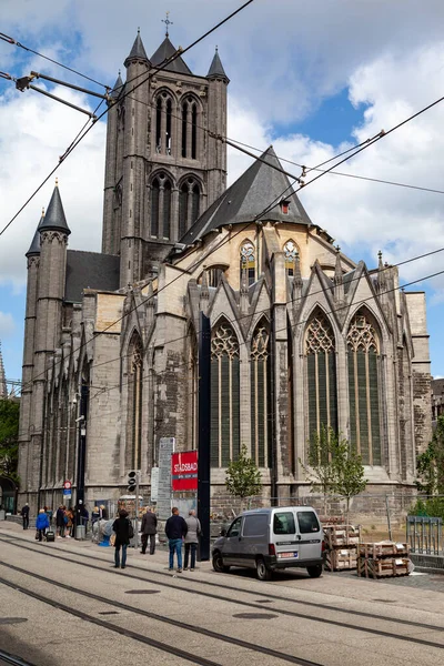 Colpo Verticale Edifici Storici Fiamminghi Nel Centro Gand Belgio Europa — Foto Stock