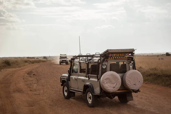 Cars Savanna Maasai Mara National Reserve Kenya — Stock Photo, Image