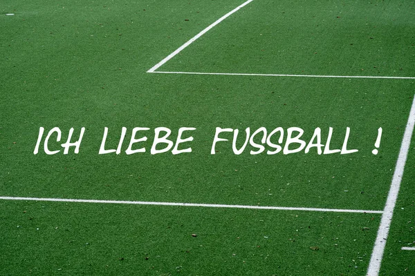 Football Field Message Love Football German — Stock Photo, Image