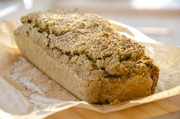 Closeup Newly Baked Homemade Bread — Stock Photo, Image