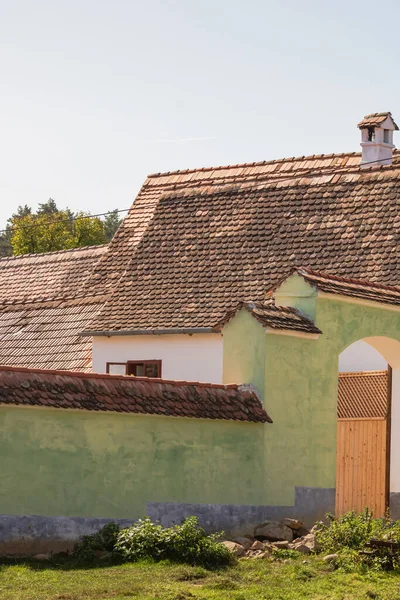 View Picturesque Village Viscri Romania Traditional Old Houses Medieval Saxon — Stock Photo, Image