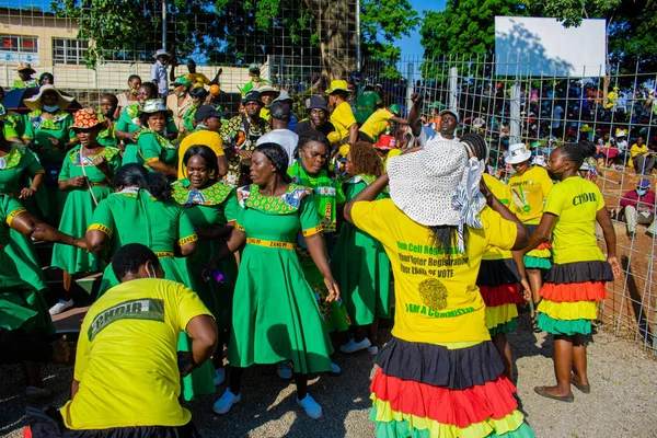 Women Dancing Political Rally Zimbabwe Zanu Party — Foto Stock