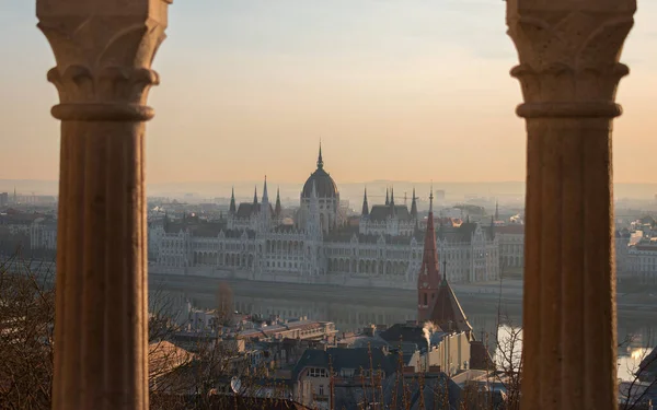 Vue Panoramique Célèbre Parlement Hongrois Dans Ville Budapest Hongrie — Photo