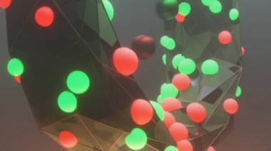 Yeşil ve kırmızı ışıkları olan soyut figürlerin bir çizimi