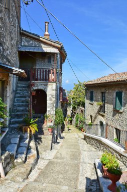 A narrow street among the houses of Castro dei Volsci in the Lazio region of Italy