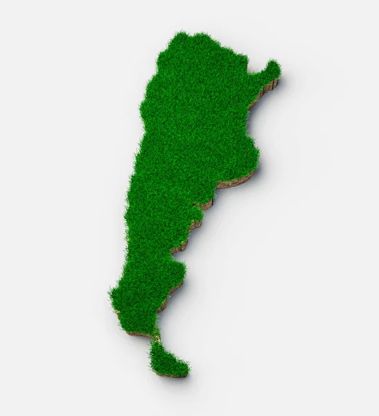 Rendering Argentina Karta Mark Geologi Tvärsnitt Med Grönt Gräs Och — Stockfoto