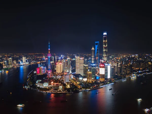 Een Antenne Opname Van Gebouwen Toren Van Sjanghai China — Stockfoto