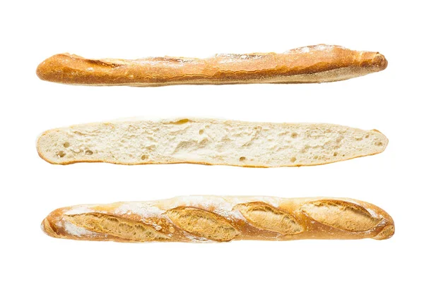 Ovanifrån Bild Surdeg Baguette Isolerad Vit Bakgrund — Stockfoto