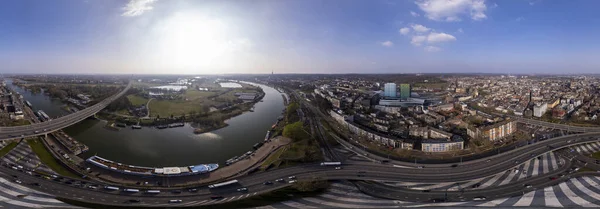 Letecké 360 Stupňové Panorama Křižovatky Arnhem Městská Rozvojová Doprava Holandské — Stock fotografie