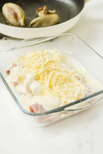 Vertical Shot Belgian Classic Dish Called Chicon Gratin Endives — Stock Photo, Image