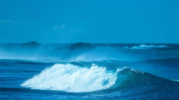 A beautiful view of big ocean waves of the Atlantic Ocean in Gran Canaria, Spain