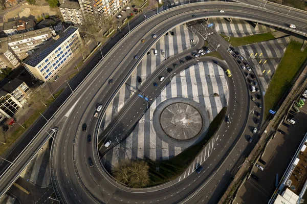 Aerial View Transit Roundabout Intersection Utrecht Dutch Landscape — Stock Photo, Image