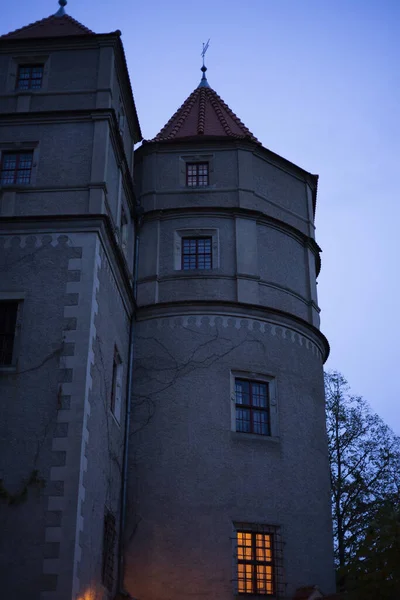 Plano Ángulo Bajo Antiguo Castillo Scharfenberg Alemania — Foto de Stock