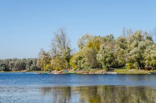 Panorama Autunnale Panoramico Sul Lago Artificiale Begecka Jama Vicino Alla — Foto Stock