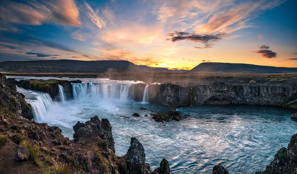 Повітряний Вид Водоспад Ісландії Заході Сонця — стокове фото