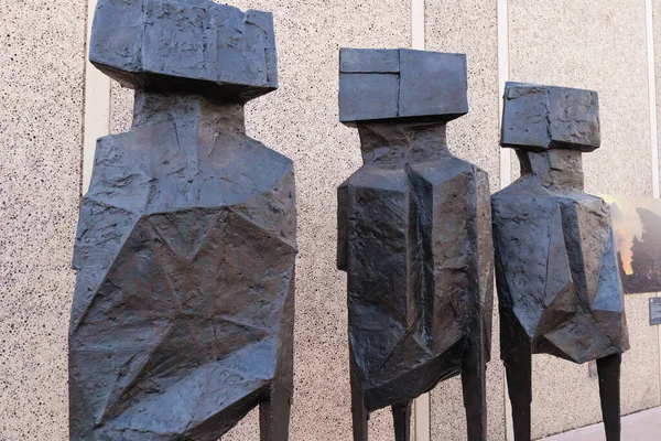 Closeup Watchers Sculpture Three Abstract Robotic Figures Balboa Park — Stock Photo, Image