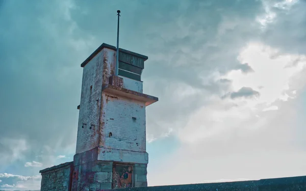 Old Abandoned Coastguard Watchtower Ayr Blue Cloudy Sky — Stock Photo, Image