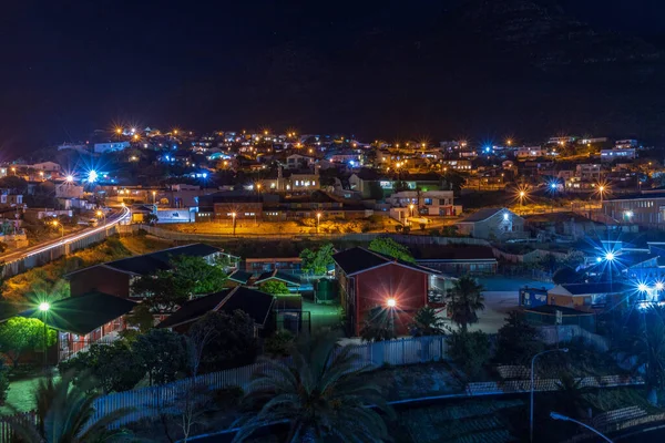 Una Vista Drone Del Paesaggio Urbano Luci Della Città Notte — Foto Stock