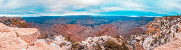 Panorama Grand Canyon Avec Vue Imprenable Sur Ciel Bleu Nuageux — Photo