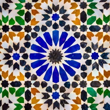 Renkli çiçek desenli bir döşeme.