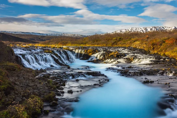 Μια Γραφική Θέα Του Πιο Μπλε Καταρράκτη Της Ισλανδίας Γνωστή — Φωτογραφία Αρχείου