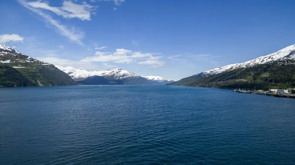 Aerial Shot Prince William Sound Whittier Alaska Summer Snow Covering — Stock Photo, Image