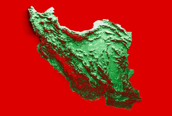 Ilustrace Íránské Topografické Mapy Červeném Pozadí — Stock fotografie