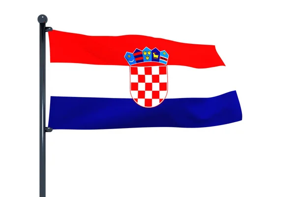 Una Ilustración Bandera Croacia Con Asta Bandera Cromo Aislado Con —  Fotos de Stock