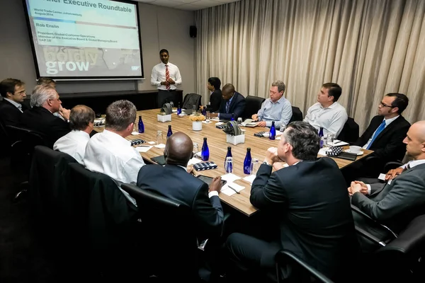 Boardroom Meeting Presentation Diverse Businessmen Johannesburg South Africa — Stock Photo, Image