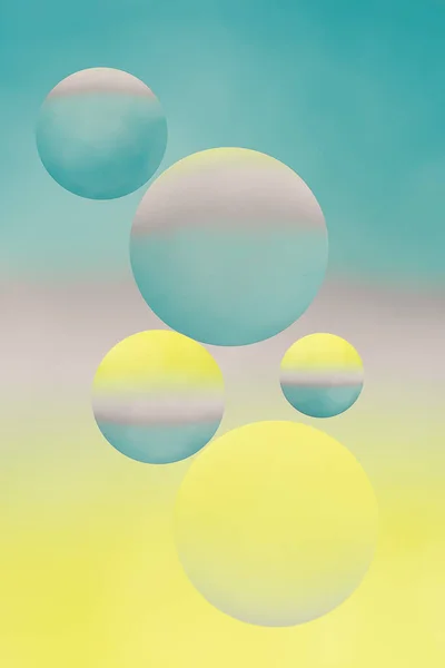 Parlak Bir Arkaplanda Yüzen Soyut Renkli Baloncukların Bir Çizimi — Stok fotoğraf
