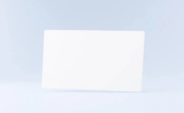 Rendering Mockup White Business Card Light Blue Background — Stock Photo, Image